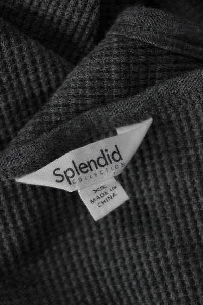 Splendid Women Basic Camouflage Button-Up Top Dark Gray Long Sleeve Size XS