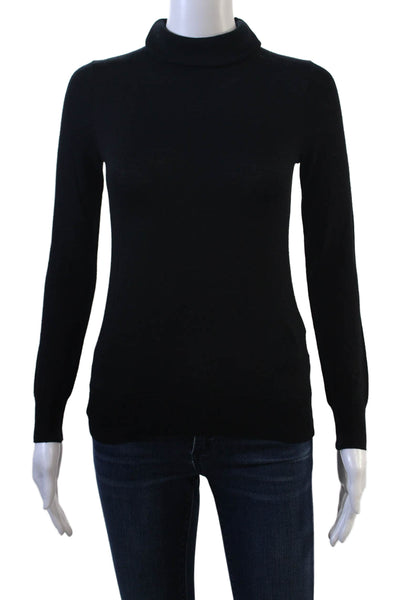 J Crew Womens Black Merino Wool Turtleneck Pullover Sweater Size 2XS