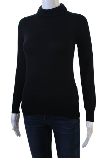 J Crew Womens Black Merino Wool Turtleneck Pullover Sweater Size 2XS