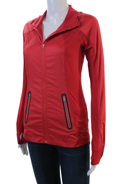 Lululemon Womens Red Collared Windbreaker Zip Polyester Size 2