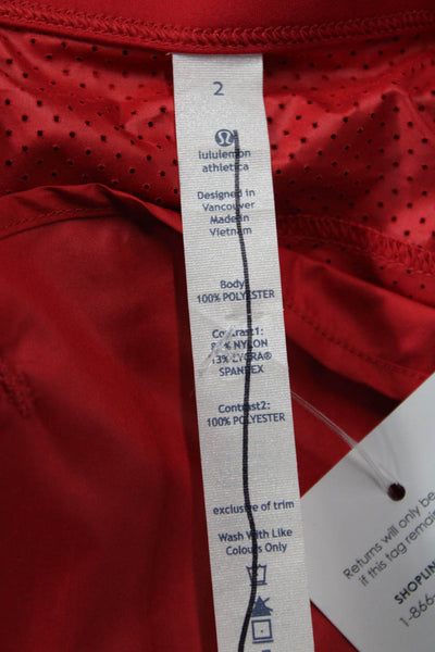 Lululemon Womens Red Collared Windbreaker Zip Polyester Size 2