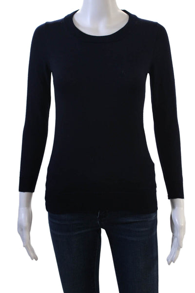 J Crew Womens Merino Wool Crew Neck Pullover Sweater Dark Blue Size XS