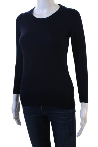 J Crew Womens Merino Wool Crew Neck Pullover Sweater Dark Blue Size XS