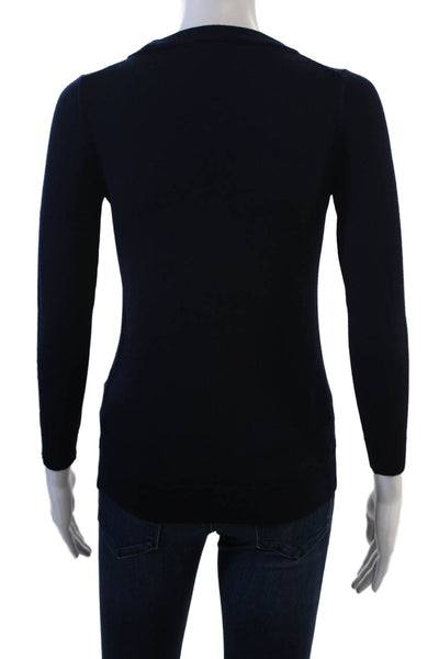 J Crew Womens Merino Wool Crew Neck Pullover Sweater Dark Blue Size XS