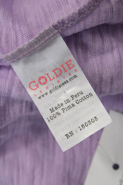 Goldie Womens Bohemian Solid Pima Cotton Crew Neck Short Sleeve T-Shirt Size XS