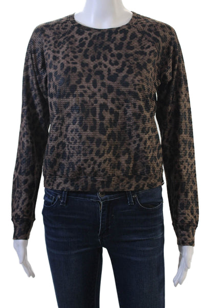 Koral Womens Black Animal Print Long Sleeve Crew Neck Modal Spandex Top Size S