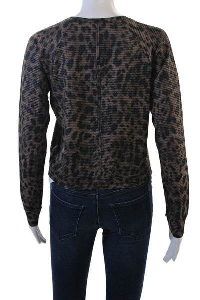 Koral Womens Black Animal Print Long Sleeve Crew Neck Modal Spandex Top Size S
