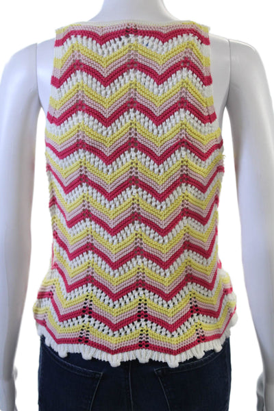 Cotton By Autumn Cashmere Womens Cropped Pink Button Up V Neck Tank Top Size XS