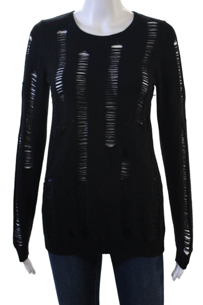 Aqua Cashmere Womens Black Cashmere Pullover Crewneck Size XS