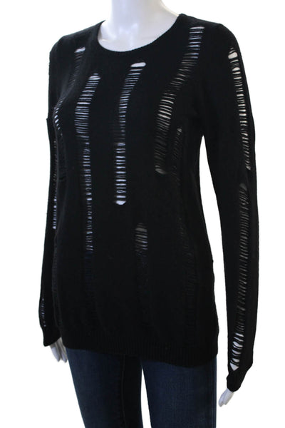 Aqua Cashmere Womens Black Cashmere Pullover Crewneck Size XS