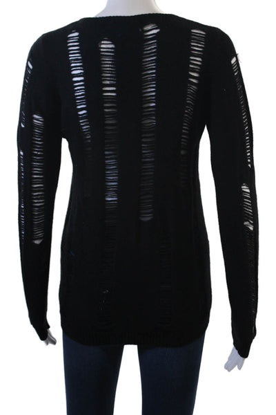 Aqua Cashmere Womens Black Cashmere Pullover Crewneck Size XS