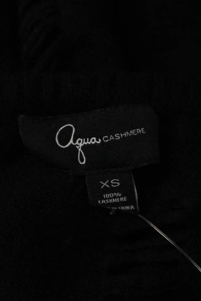 Aqua Cashmere Womens Black Cashmere Pullover Crewneck Size XS
