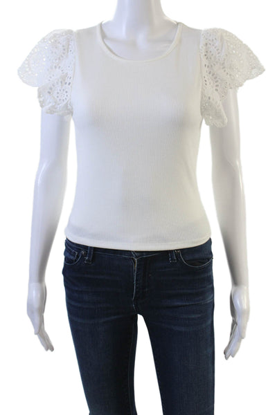 Aqua Womens Basic White Short Sleeve T-Shirt Size XS