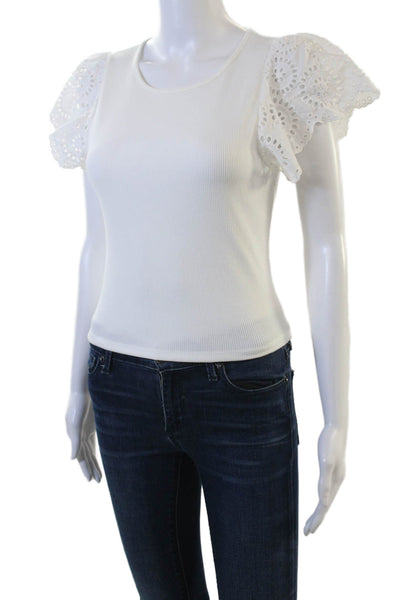 Aqua Womens Basic White Short Sleeve T-Shirt Size XS