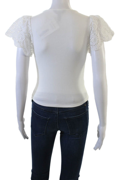Aqua Womens Basic White Short Sleeve T-Shirt Size XS