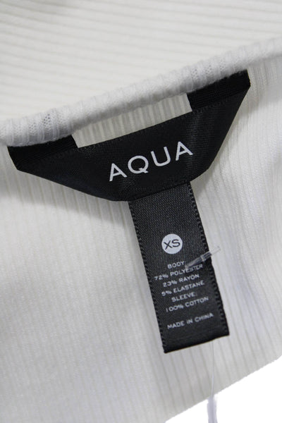 Aqua Womens Basic White Short Sleeve T-Shirt Size XS
