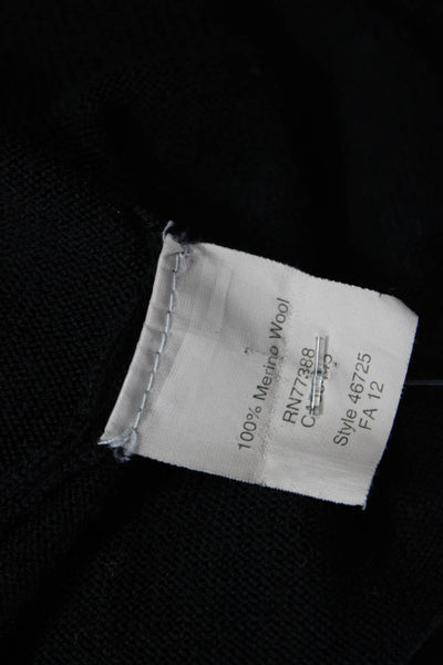 J Crew Womens Black Merino Wool Crewneck 3/4 Sleeve Sweater Size 2XS