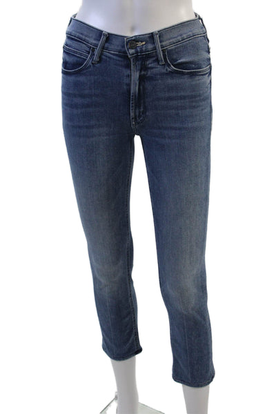 Mother Womens Skinny Ankle Cropped Jeans Blue High Rise Size 23
