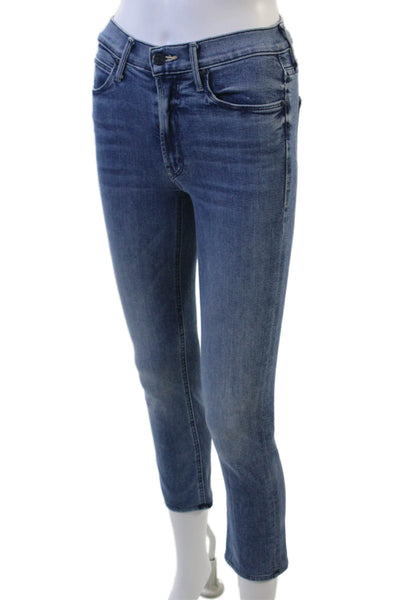 Mother Womens Skinny Ankle Cropped Jeans Blue High Rise Size 23