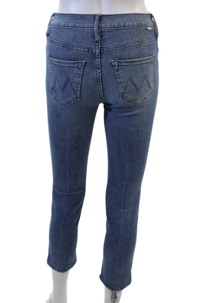 Mother Womens Skinny Ankle Cropped Jeans Blue High Rise Size 23