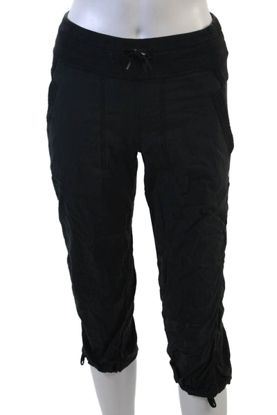 Lululemon Womens Capri Cropped Pants Black Drawstring Nylon Blend Size 2