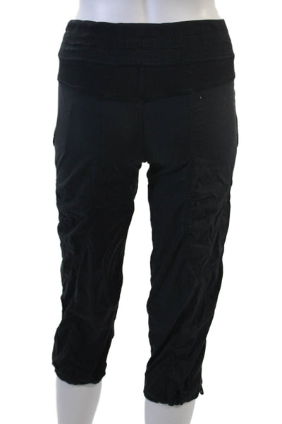Lululemon Womens Capri Cropped Pants Black Drawstring Nylon Blend Size 2
