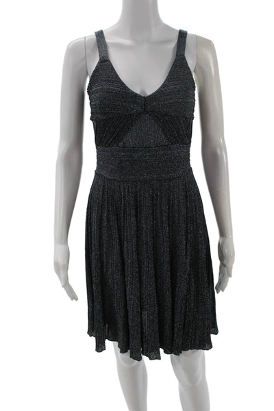 Antonino Valenti Womens Fit & Flare Tank Dress Black V Neck Knee Length Size 42