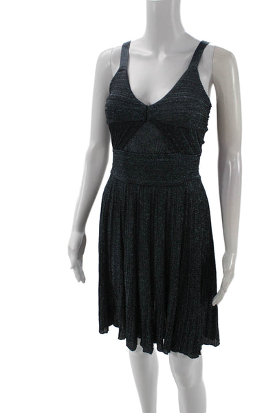 Antonino Valenti Womens Fit & Flare Tank Dress Black V Neck Knee Length Size 42