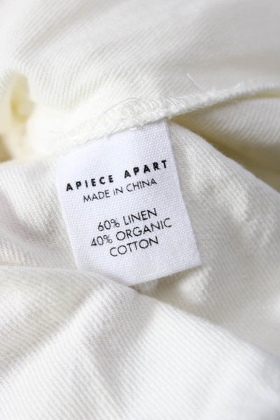 A Piece Apart Women White Shirt Dress Crew Neck 3/4 Sleeve Size S