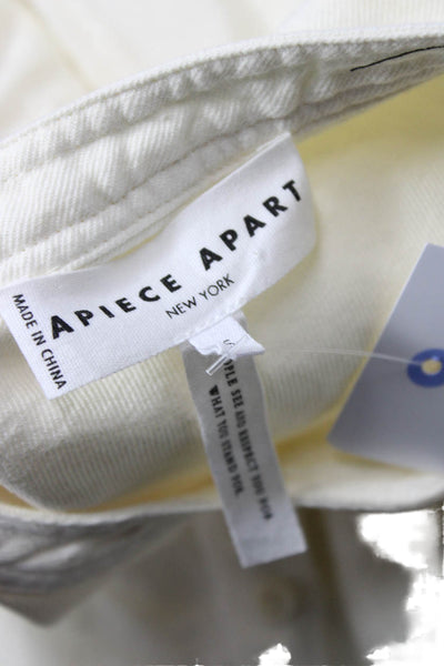 A Piece Apart Women White Shirt Dress Crew Neck 3/4 Sleeve Size S