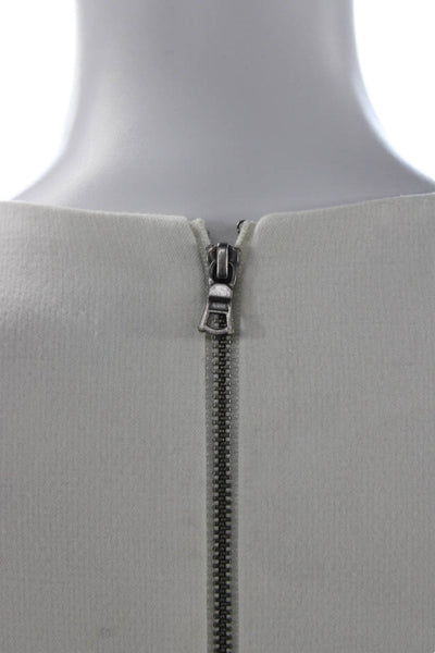 Alice + Olivia Women A-Line Shift Dress White 3/4 Sleeve Crew Neck Zip Size 2