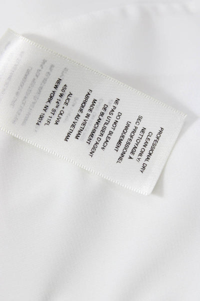 Alice + Olivia Women A-Line Shift Dress White 3/4 Sleeve Crew Neck Zip Size 2