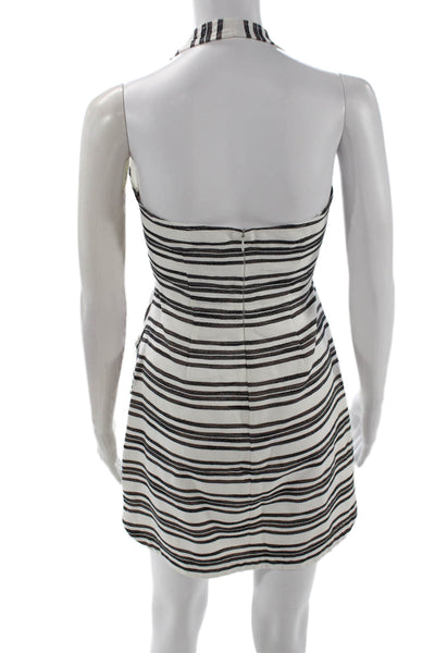 A.L.C. Womens Mini Sundress Black Striped Sleeveless Round Neck Cotton Size 2