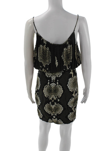 Roberto Cavalli Womens Mini Bodycon Blouson Dress Beige Animal Print Size 40