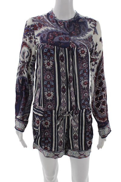 Isabel Marant Etoile Women Jumpsuit Blue Floral Long Sleeve Viscose Size 1