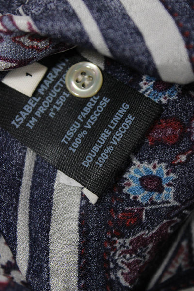 Isabel Marant Etoile Women Jumpsuit Blue Floral Long Sleeve Viscose Size 1