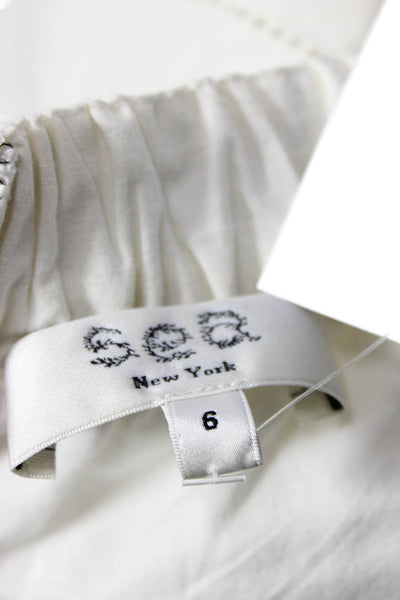 Sea New York Women White V-Neck Short Sleeve Cotton Jumpsuit Size 6