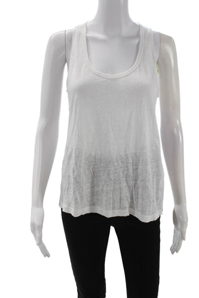 Rag & Bone Women White Linen Basic Tank Sleeveless Round Neck Size S
