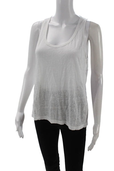 Rag & Bone Women White Linen Basic Tank Sleeveless Round Neck Size S