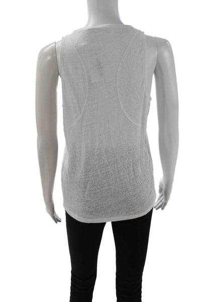 Rag & Bone Women White Linen Basic Tank Sleeveless Round Neck Size S