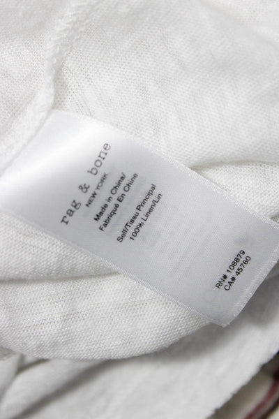 Rag & Bone Women White Linen Basic Tank Sleeveless Round Neck Size S