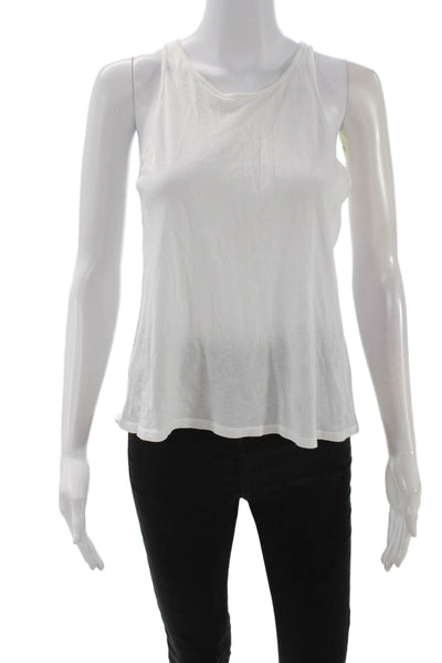 Enza Costa Womens White Pima Cotton Sleeveless Basic Tank Round Neck Size XS