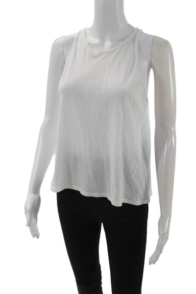 Enza Costa Womens White Pima Cotton Sleeveless Basic Tank Round Neck Size XS