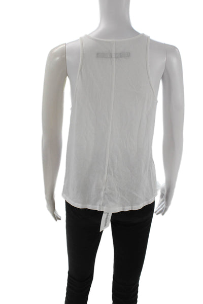 Enza Costa Womens White Pima Cotton Sleeveless Basic Tank Round Neck Size XS