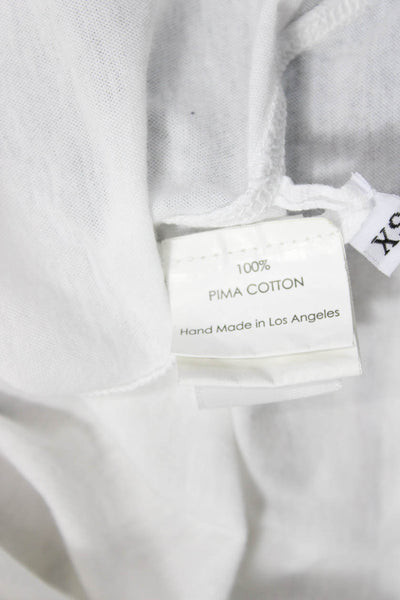 Enza Costa Womens White Pima Cotton Sleeveless Basic Tank Round Neck Size XS