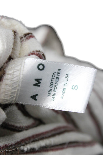 Amo Women Cropped Striped Cotton Crew Neck Tank Sleeveless White Size S