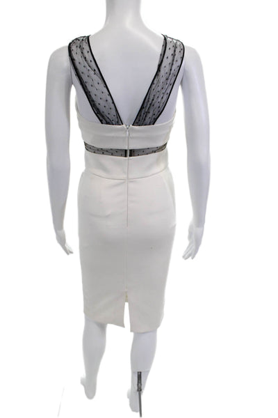 Noam Hanoch Women Bodycon Pencil Dress White Polka Dot Sleeveless Size 2