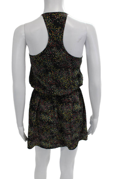 Parker Womens Silk Floral Sleeveless V Neck Jumpsuit Short Black Size S