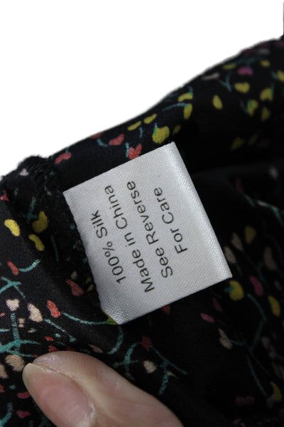 Parker Womens Silk Floral Sleeveless V Neck Jumpsuit Short Black Size S