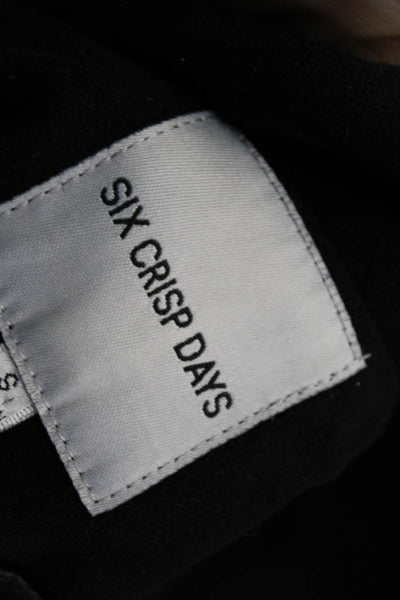 Six Crisp Days Womens Biker Motorcycle Jacket Black Button Collared Size 6